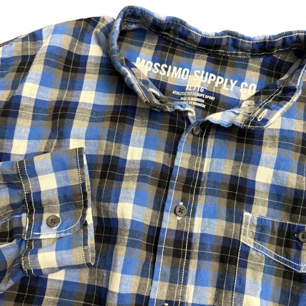Mossimo‎ Supply Co Mens Flannel Shirt XL Plaid Athletic Fit Long Sleeve